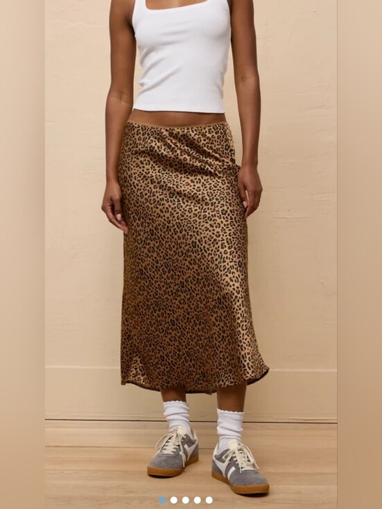 American Eagle Outfitters Dresses & Skirts - American Eagle Leopard-Print Satin Midi Skirt - Brown/Tan